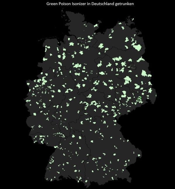 Green Poison Isonizer in Deutschlands PLZ Gebieten (Stand: 26.12.2022)